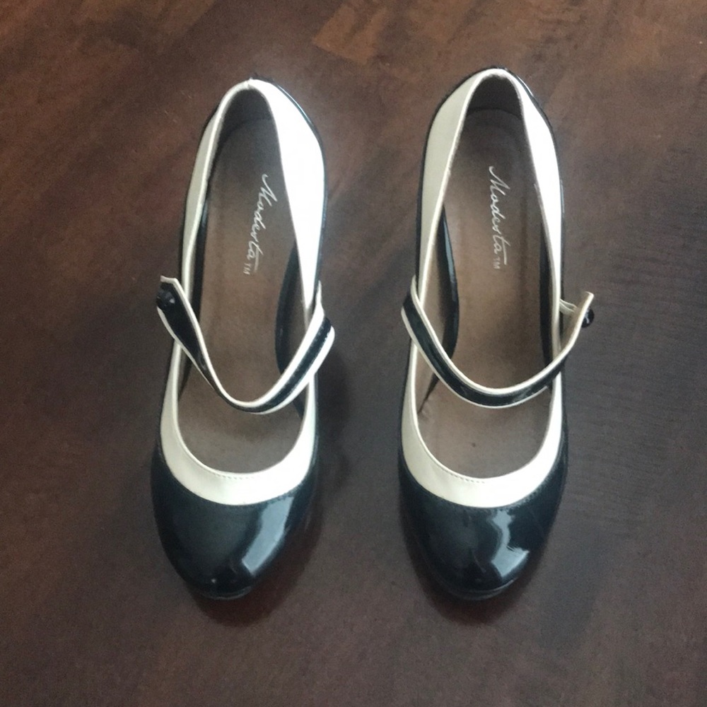 Black and white Mary Jane heels
